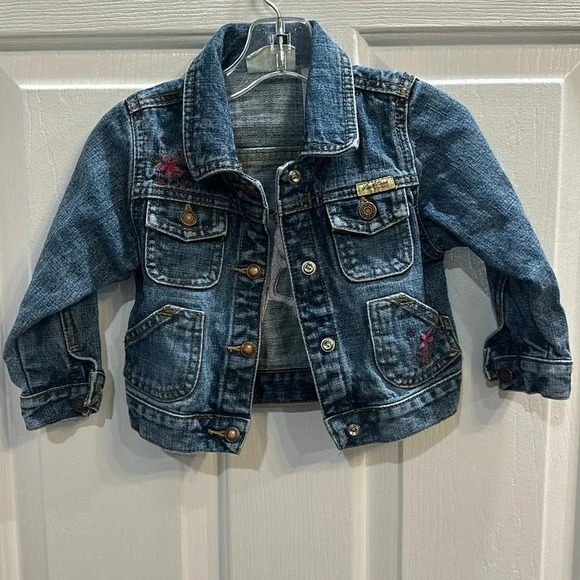 Levi’s Strauss Signature Girls embroidered Denim Jacket EUC 18m - Picture 1 of 4